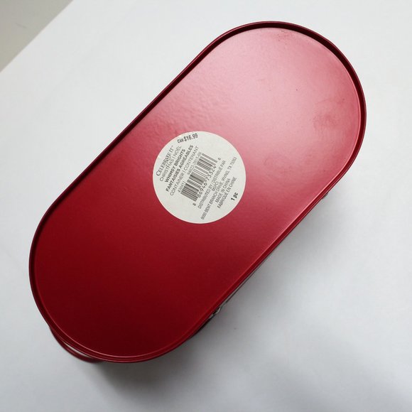 Metal Red White & Black Winter Christmas Basket Tin with Handles by Celebrate It - Picture 8 of 14